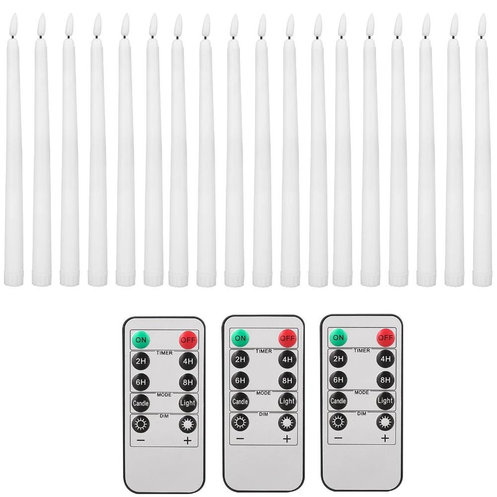 Flameless Taper Candles Set Timer Remote Flickering 6 To 24 Pieces 11
