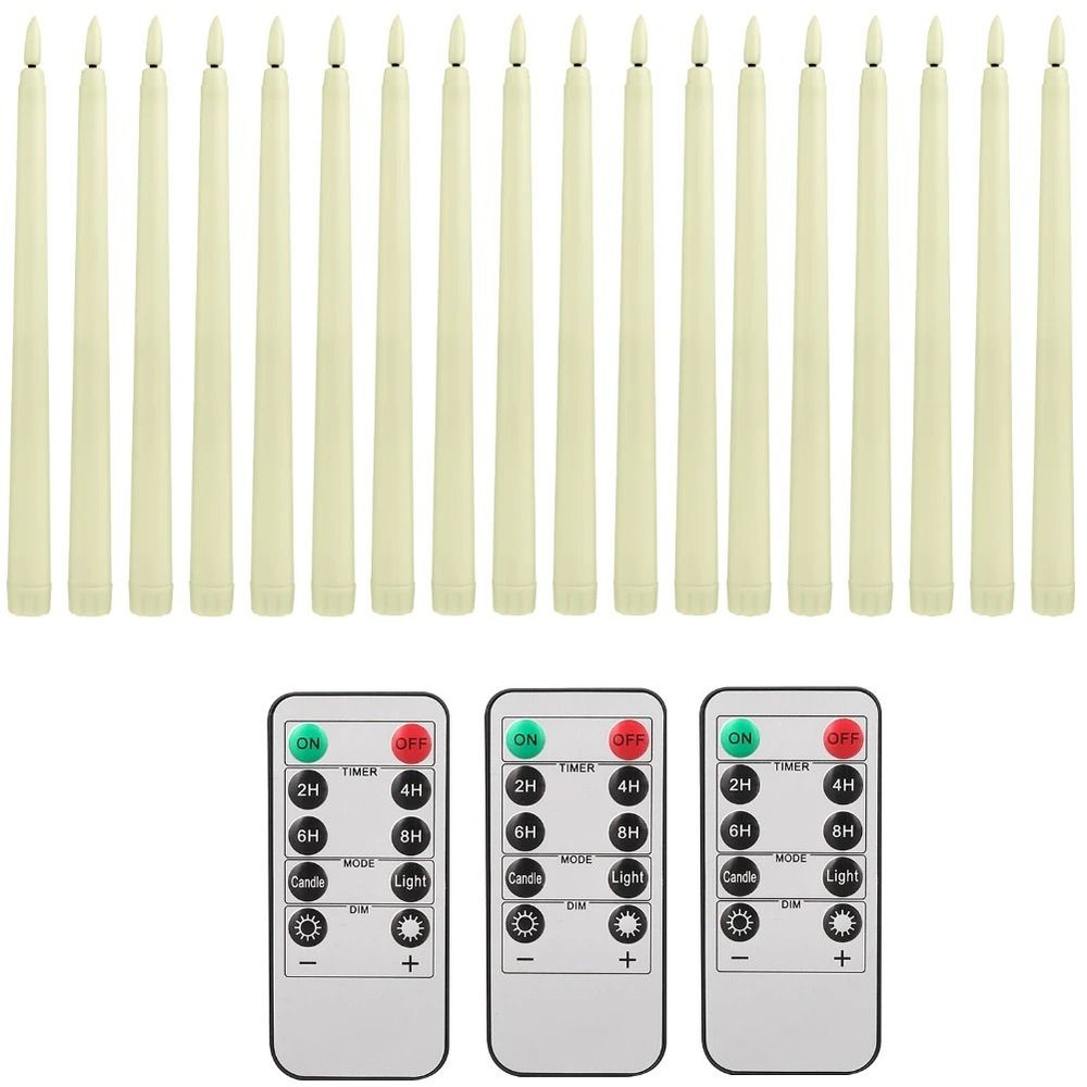 Flameless Taper Candles Set Timer Remote Flickering 6 To 24 Pieces 13