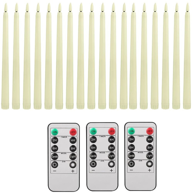 Flameless Taper Candles Set Timer Remote Flickering 6 To 24 Pieces 13