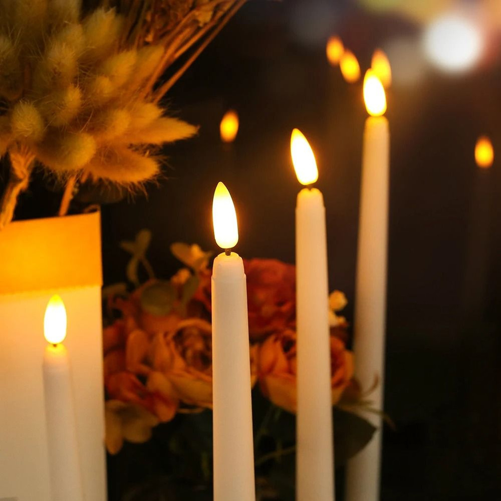 Flameless Taper Candles Set Timer Remote Flickering 6 To 24 Pieces 1