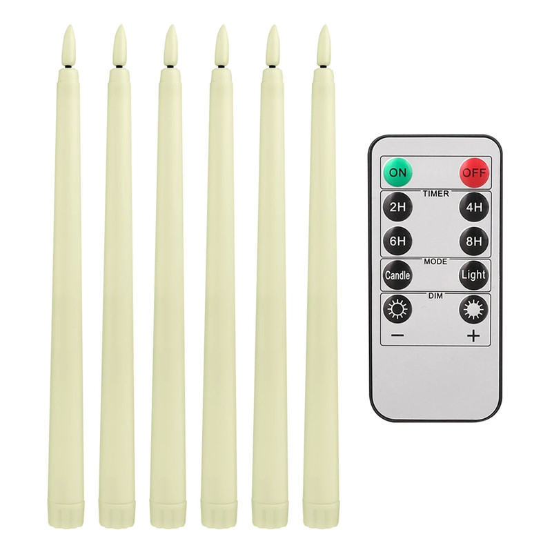 Flameless Taper Candles Set Timer Remote Flickering 6 To 24 Pieces 6