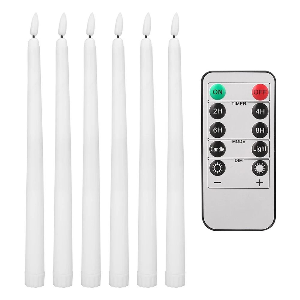 Flameless Taper Candles Set Timer Remote Flickering 6 To 24 Pieces 7