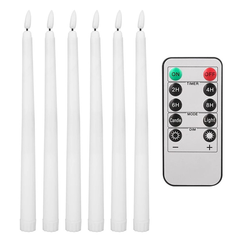 Flameless Taper Candles Set Timer Remote Flickering 6 To 24 Pieces 7