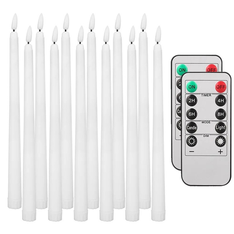 Flameless Taper Candles Set Timer Remote Flickering 6 To 24 Pieces 8