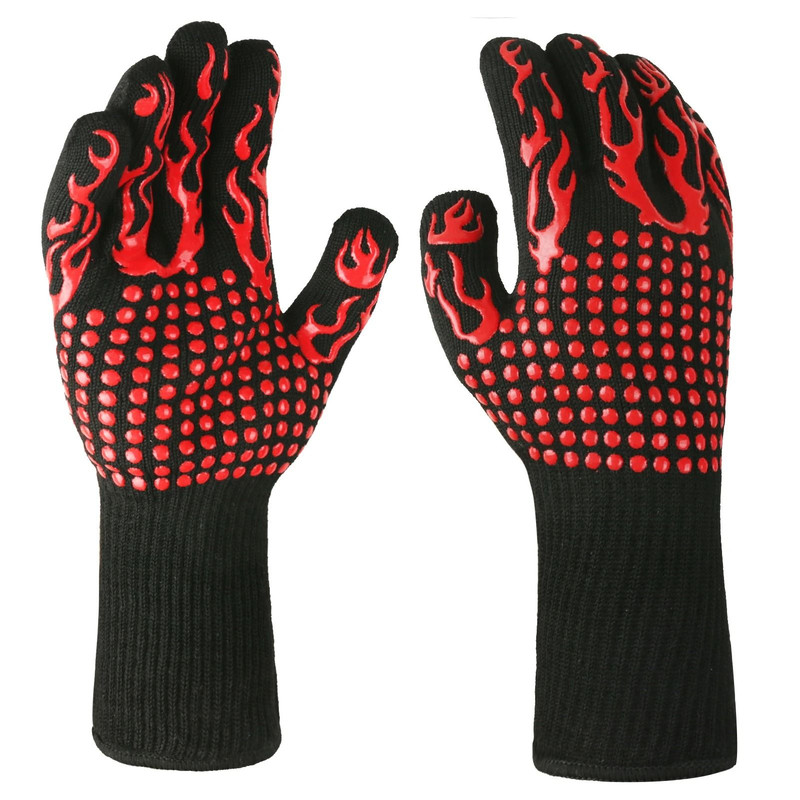 BBQ Gloves High Temperature Resistance Oven Mitts Fireproof Non Slip Grilling Gloves 6