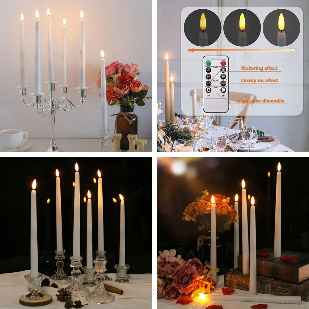 LED Flameless Flickering Taper Candles With Remote Battery Operated Tea Lights For Home And Wedding 3
