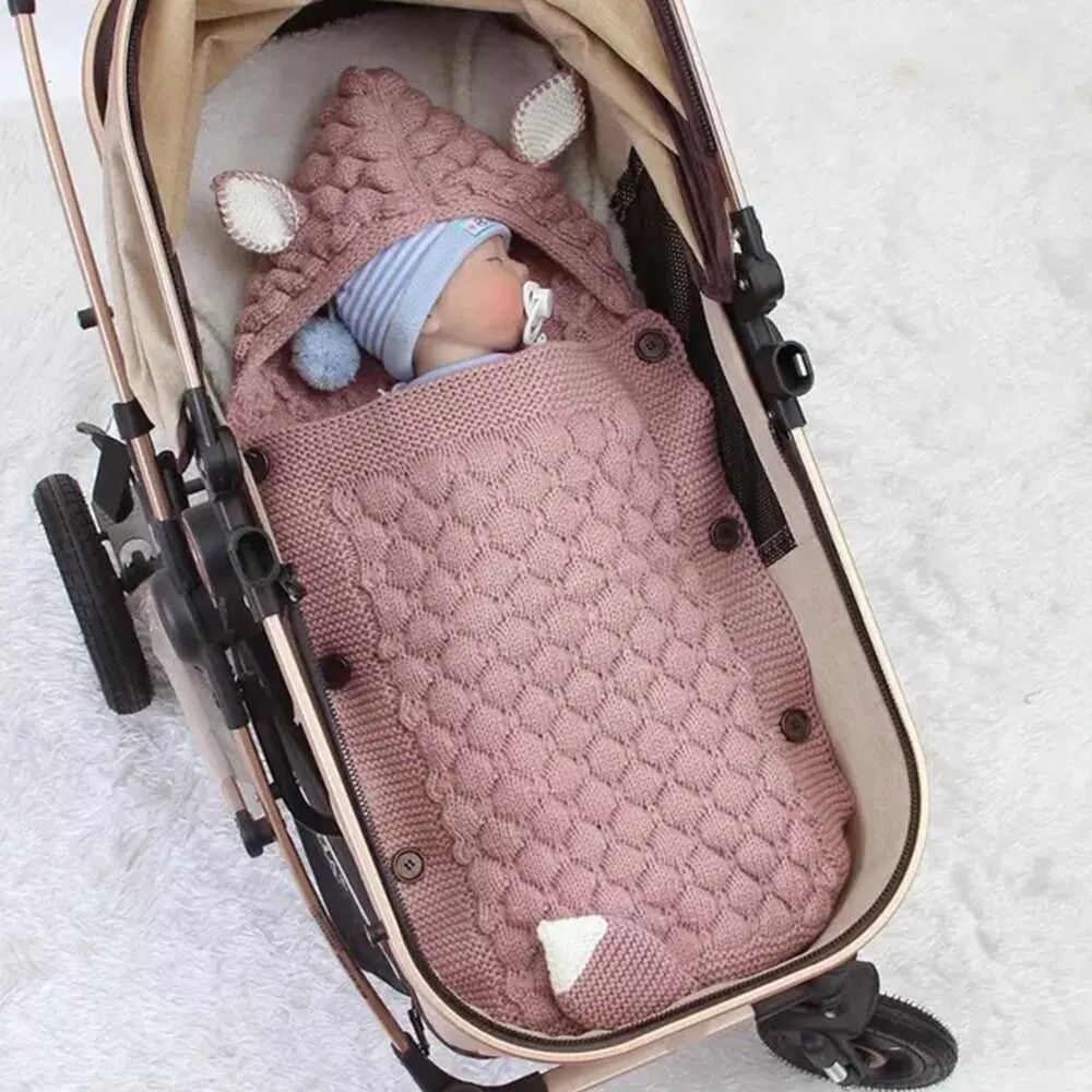 Baby Winter Swaddle Wrap Blanket Knitted Toddler Infant Envelope For Newborn 1