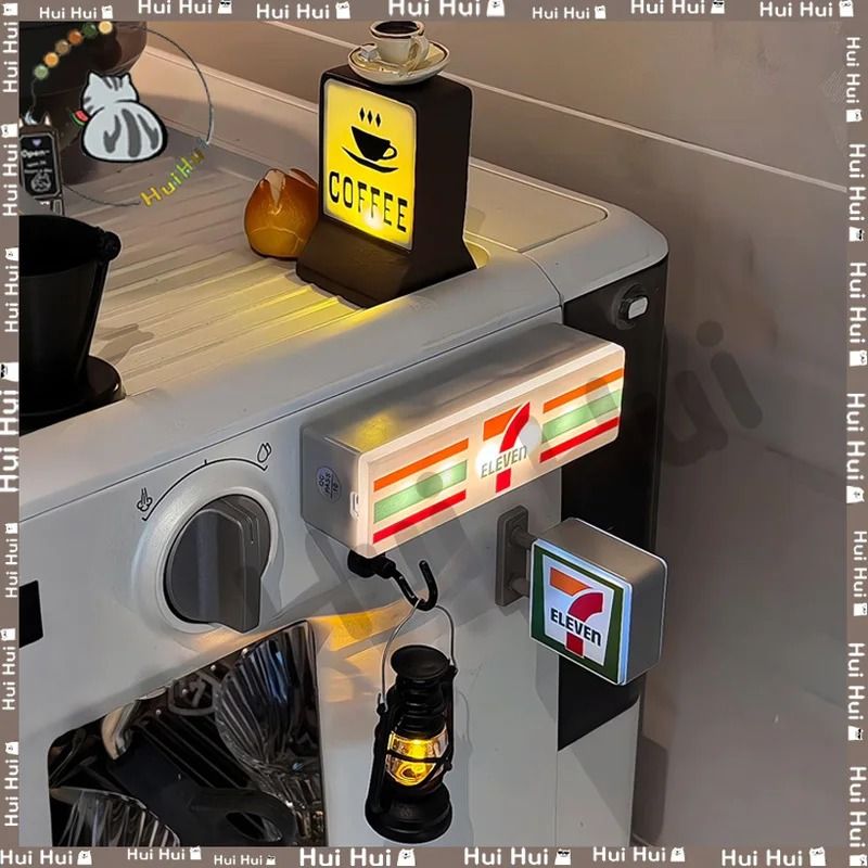 Coffee Shop Magnetic Fridge Stickers Light Box Home Decorative Ornaments 0