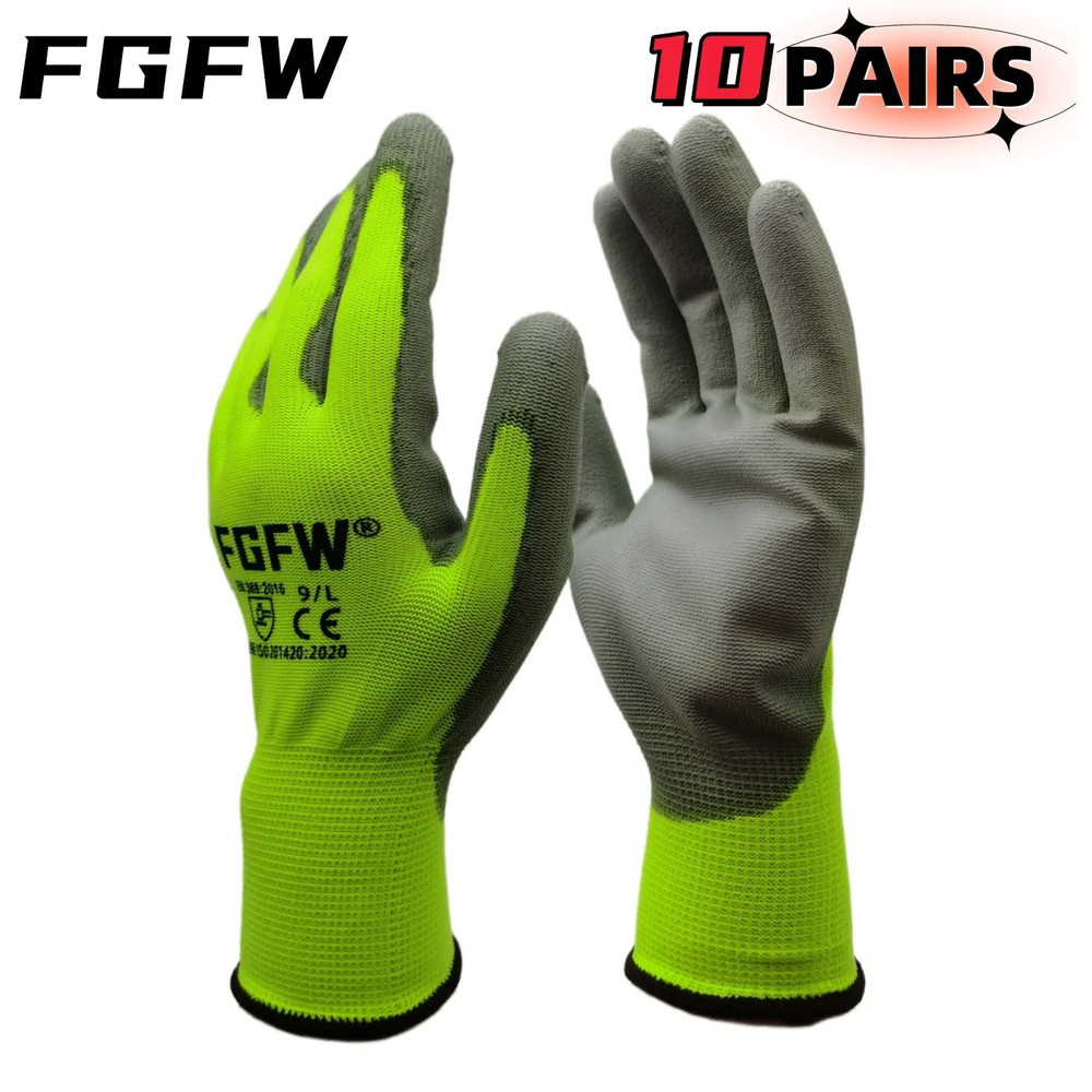 PU Coated Work Gloves Lightweight Durable Safety Gloves Certified EN 388 ISO20471 4