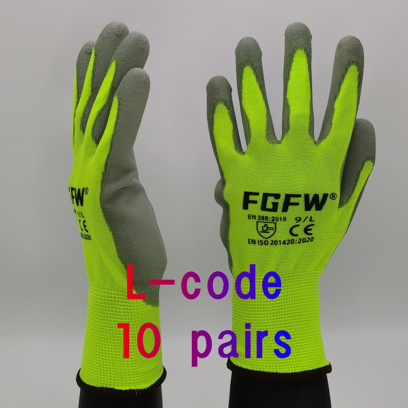 PU Coated Work Gloves Lightweight Durable Safety Gloves Certified EN 388 ISO20471 8