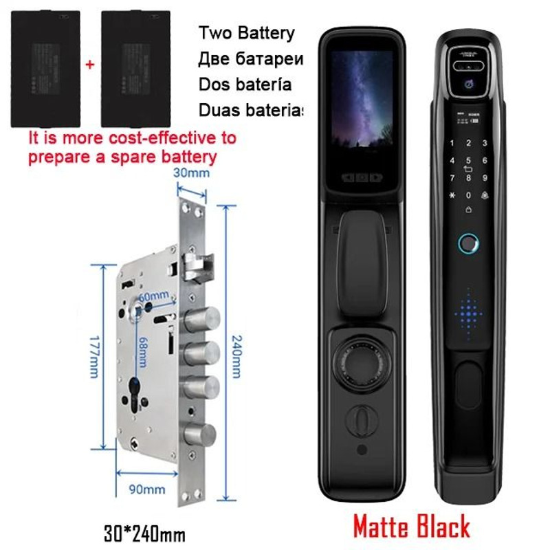 WiFi Tuya App Face Recognition Smart Door Lock With Camera Video Call Voice Intercom Digital Door L 12
