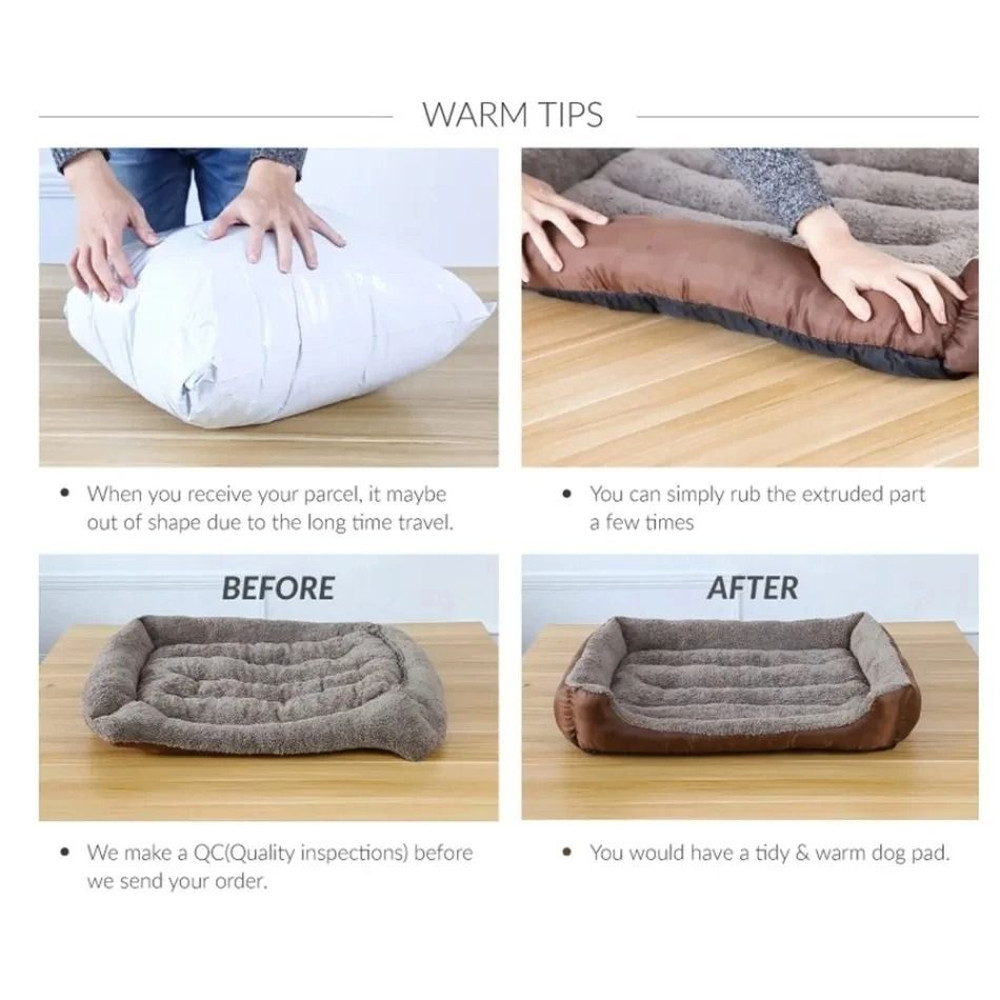 Large Dog Bed Square Plush Cat Nest Kennel All Season Washable Dog Sofa Waterproof Mattress Cat Bed 1