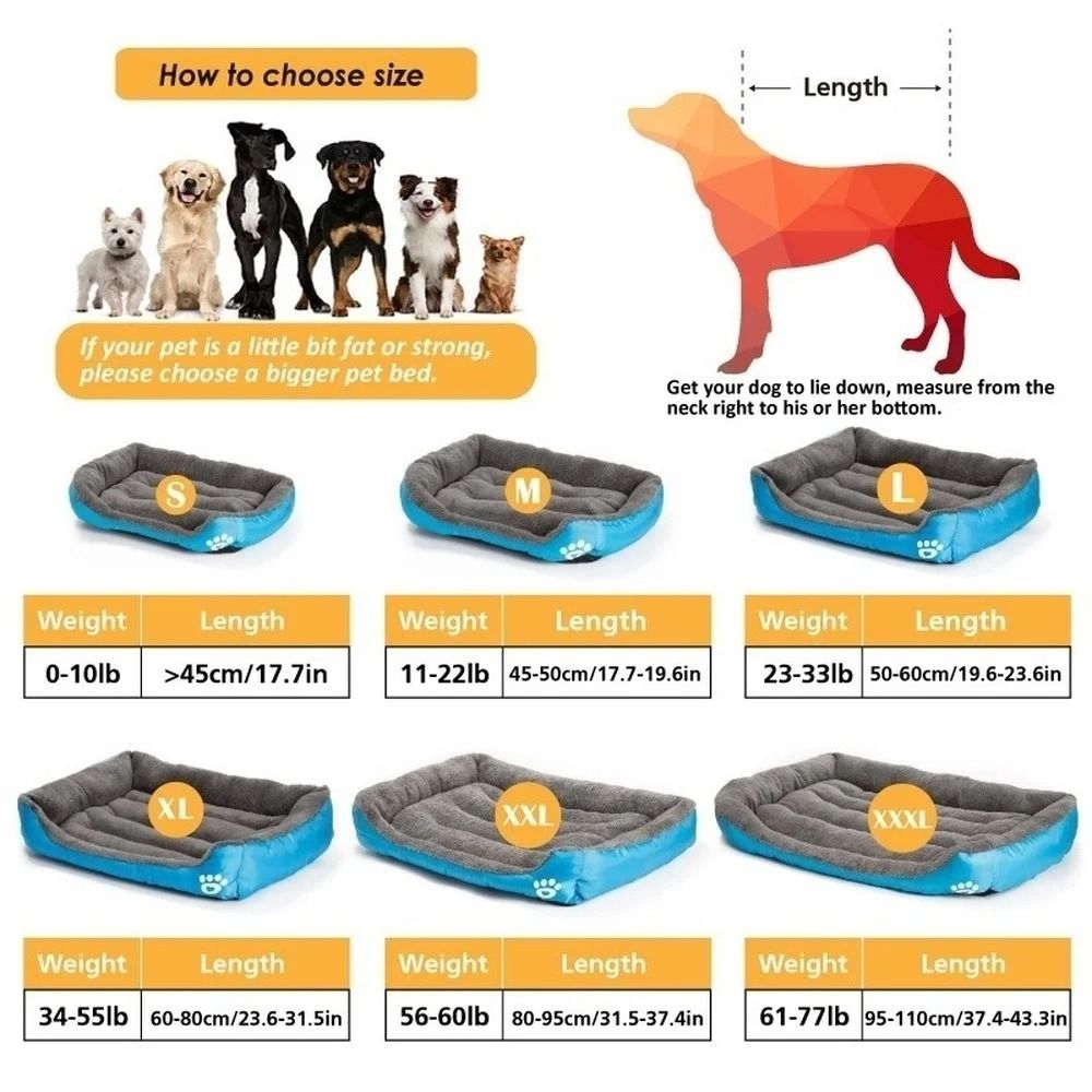 Large Dog Bed Square Plush Cat Nest Kennel All Season Washable Dog Sofa Waterproof Mattress Cat Bed 5