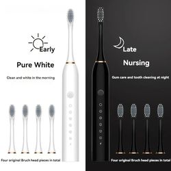 electric ultrasonic toothbrush six speed mode usb charging waterproof adult tooth cleaner couple set