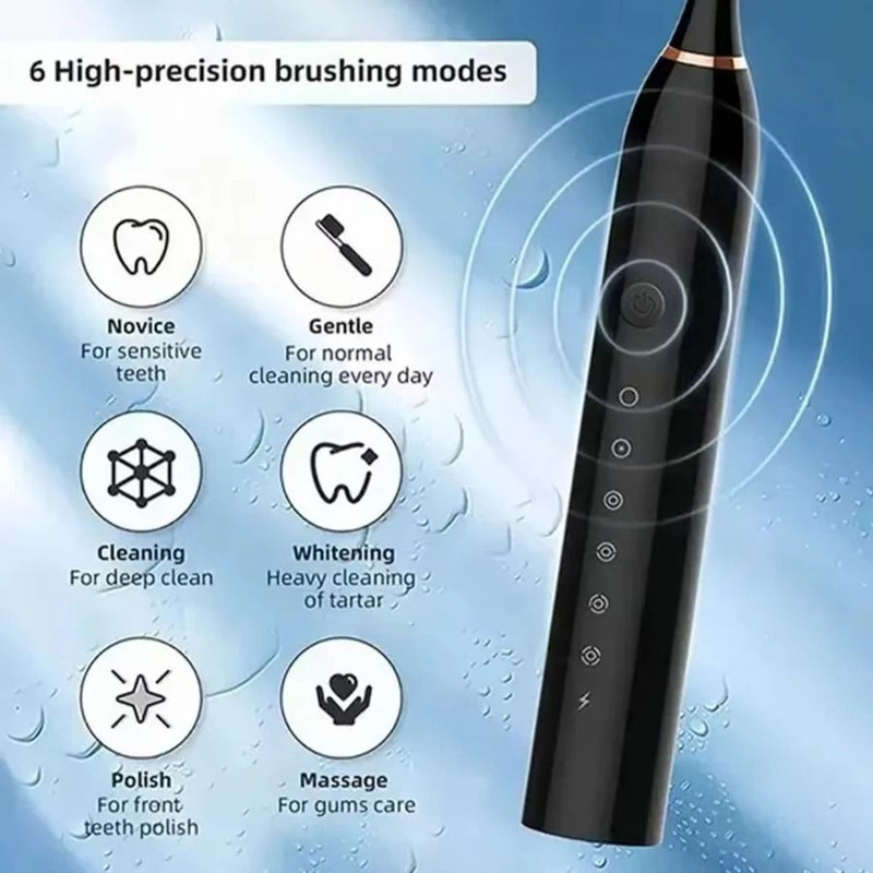 Electric Ultrasonic Toothbrush Six Speed Mode USB Charging Waterproof Adult Tooth Cleaner Couple Se 1