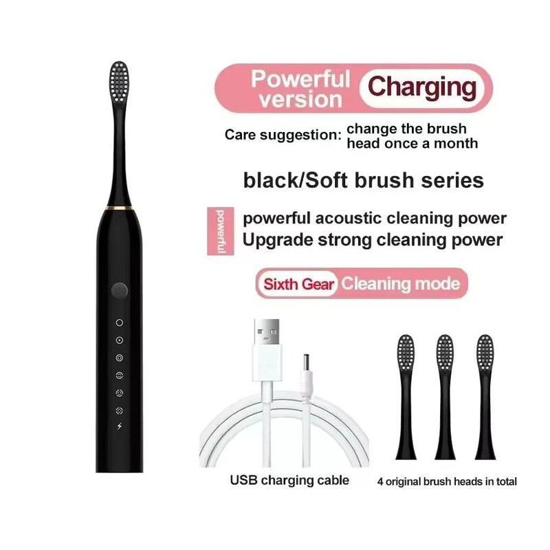 Electric Ultrasonic Toothbrush Six Speed Mode USB Charging Waterproof Adult Tooth Cleaner Couple Se 7