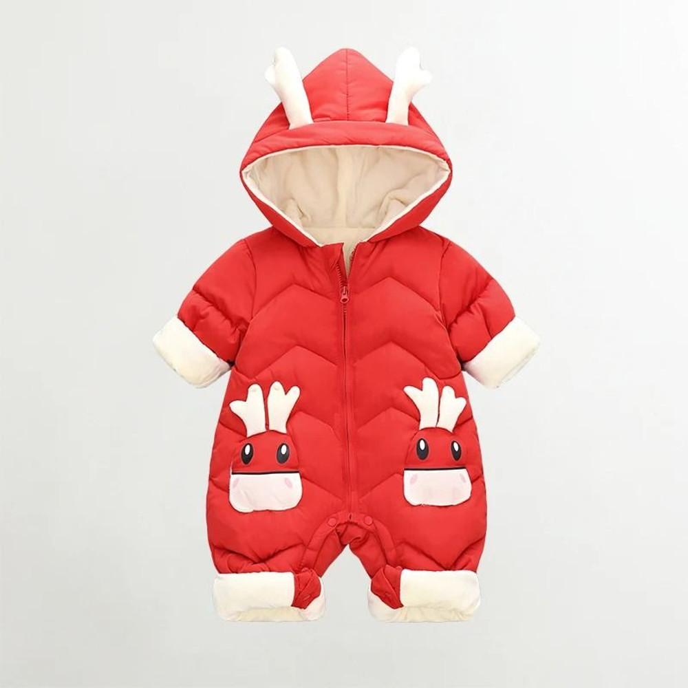 Newborn Baby Snowsuit Thick Velvet Winter Jumpsuit Toddler Romper Coat For Boys And Girls 4
