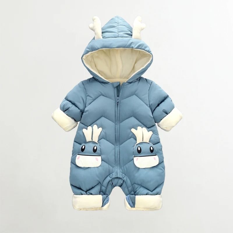 Newborn Baby Snowsuit Thick Velvet Winter Jumpsuit Toddler Romper Coat For Boys And Girls 7