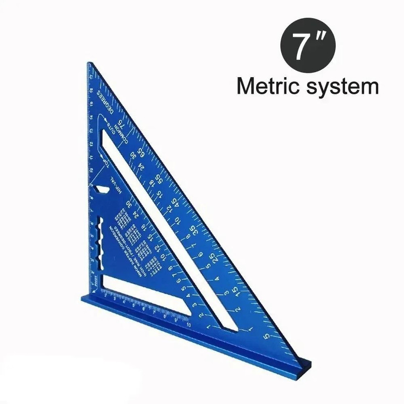 7 Inch Triangle Ruler Aluminum Alloy Carpenter Angle Measuring Tool 9