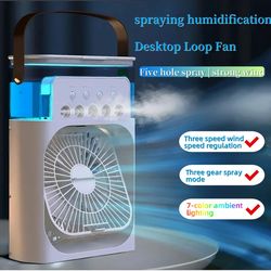 spray fan portable three in one air cooler humidifier and night light