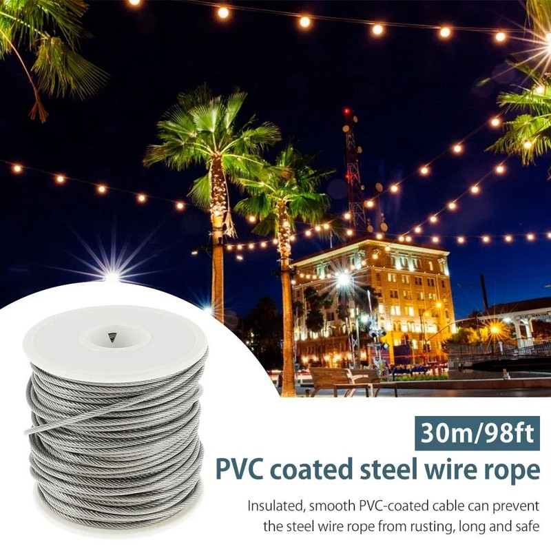Stainless Steel Cable Rope Kit Heavy Duty PVC Coated Garden Wire Cable Roll 1