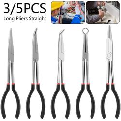 needle nose pliers set long reach 25 45 90 degree curved and straight pliers 3 or 5 piece