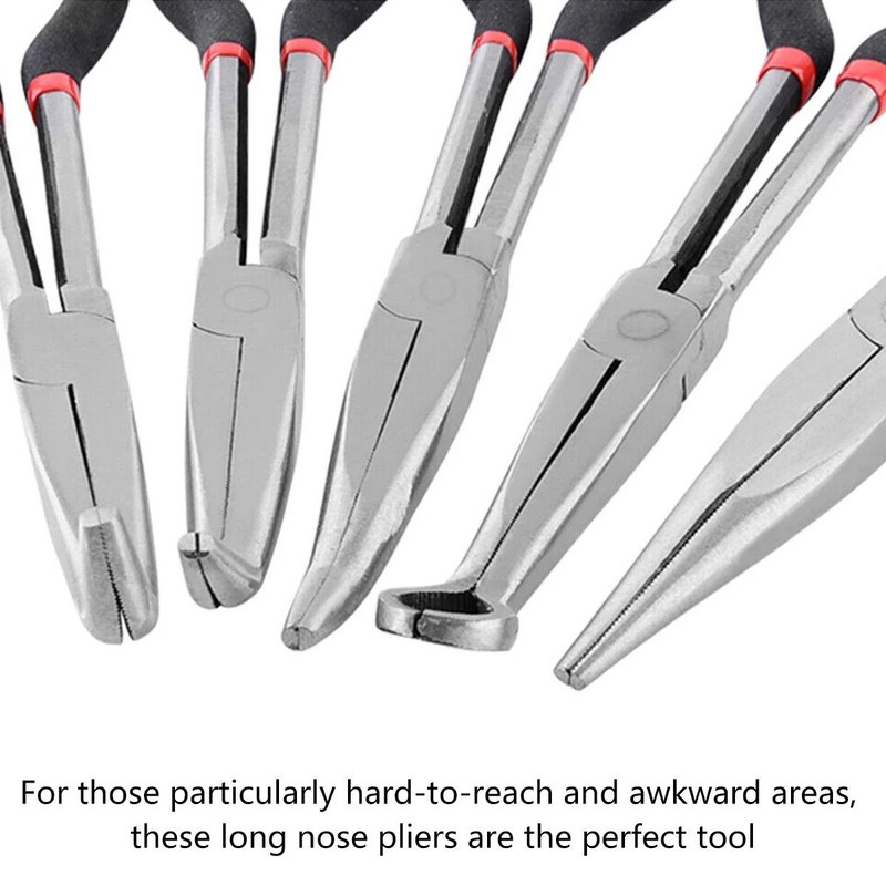 Needle Nose Pliers Set Long Reach 25 45 90 Degree Curved And Straight Pliers 3 Or 5 Piece 2