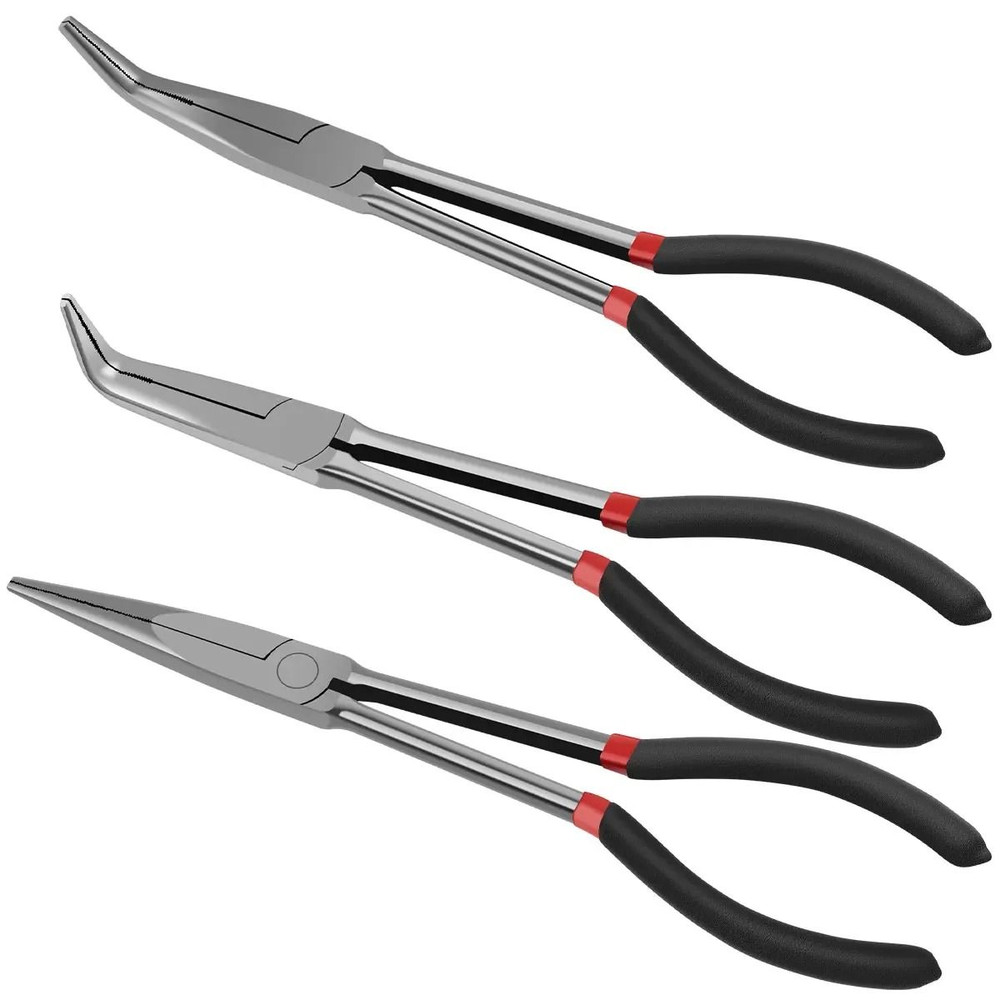 Needle Nose Pliers Set Long Reach 25 45 90 Degree Curved And Straight Pliers 3 Or 5 Piece 6