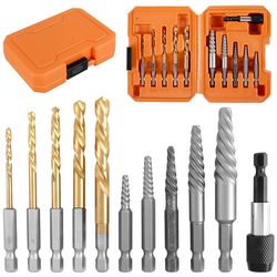 screw extractor kit carbon steel hex bolt extractor and drill bit set 11 piece