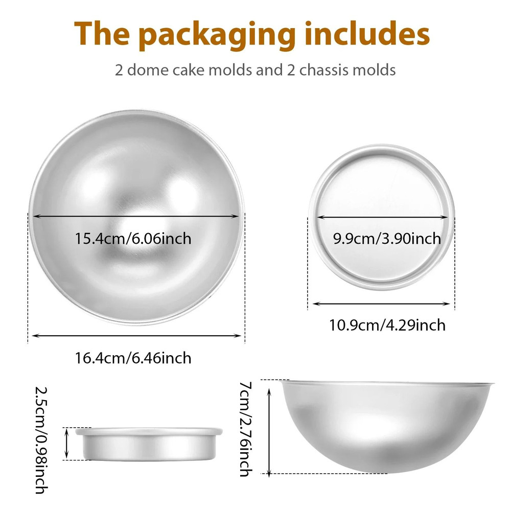 Half Ball Cake Pan Mold Aluminum Alloy Hemisphere Baking Pan Set 2 Piece 4
