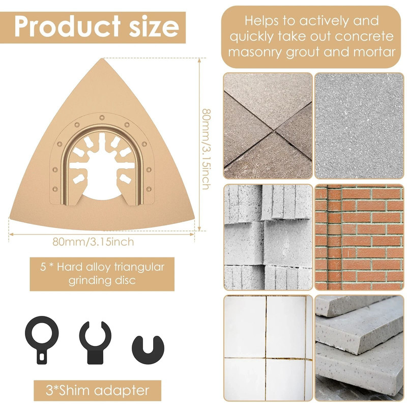 5 Piece Carbide Oscillating Sanding Pad Set For Rough Sanding And Cutting 1