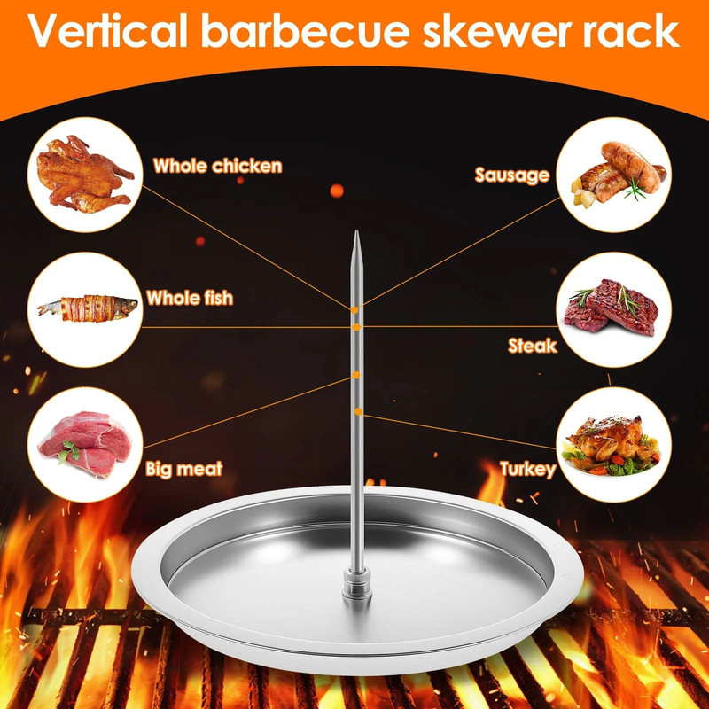 Al Pastor Skewer Stainless Steel Vertical Skewer With Tray Roasted Chicken Stand 3
