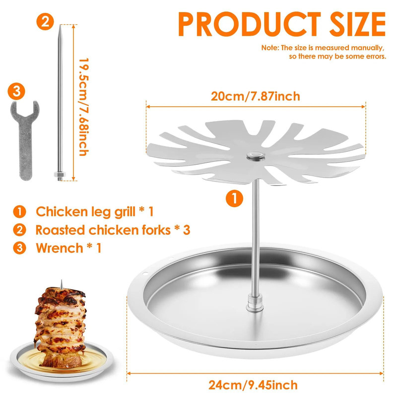 Al Pastor Skewer Stainless Steel Vertical Skewer With Tray Roasted Chicken Stand 5