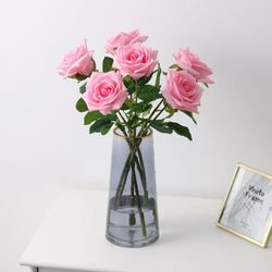 artificial real touch latex rose flowers white pink fake latex roses for home decor