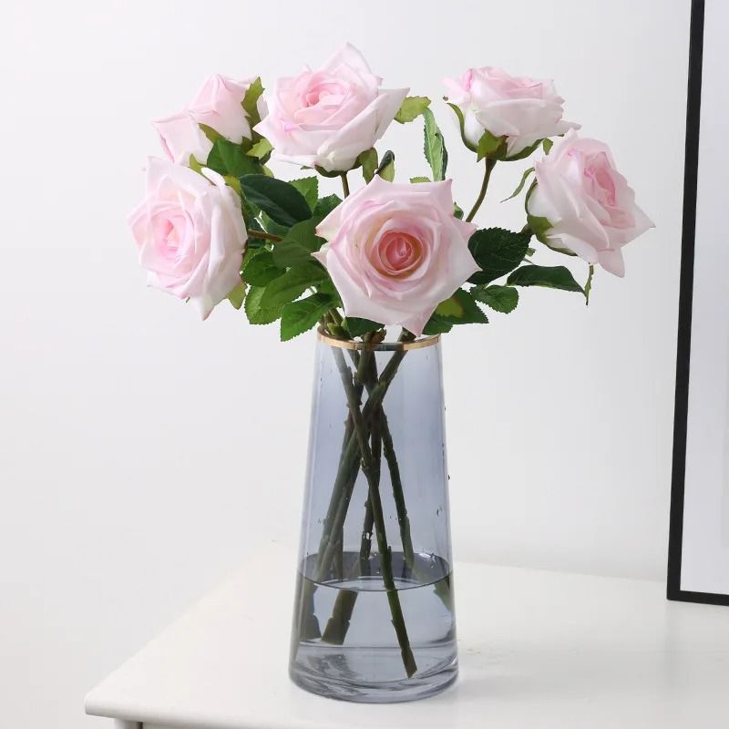 Artificial Real Touch Latex Rose Flowers White Pink Fake Latex Roses For Home Decor 1
