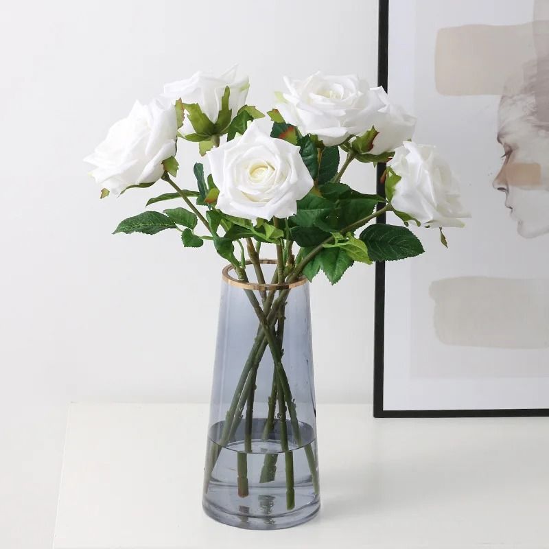 Artificial Real Touch Latex Rose Flowers White Pink Fake Latex Roses For Home Decor 3