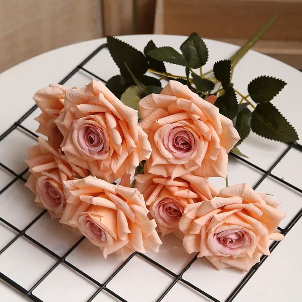 Artificial High End Silk Multi Layer Rose Bouquet Fake Pink Red Flower Decor 1