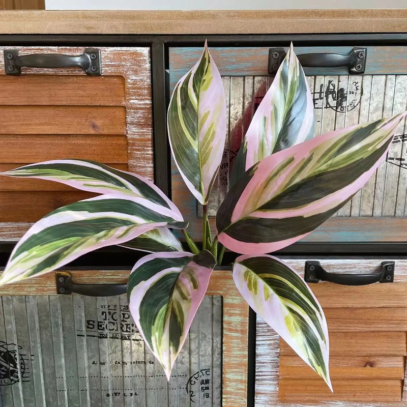 Fake Plants Leaf Apple Evergreen Peacock Leaves Artificial Greenery Home Decor 12