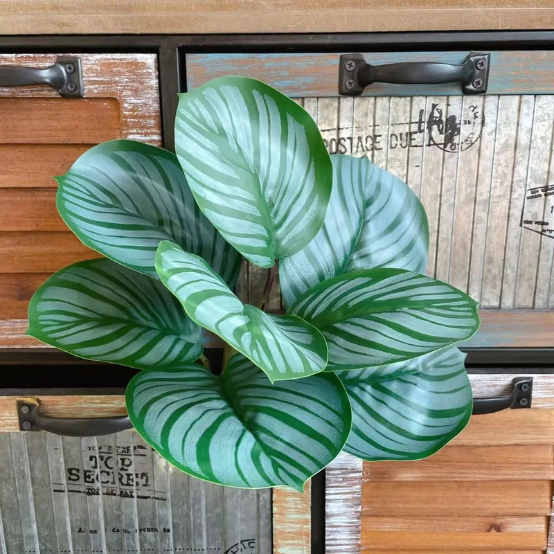 Fake Plants Leaf Apple Evergreen Peacock Leaves Artificial Greenery Home Decor 13