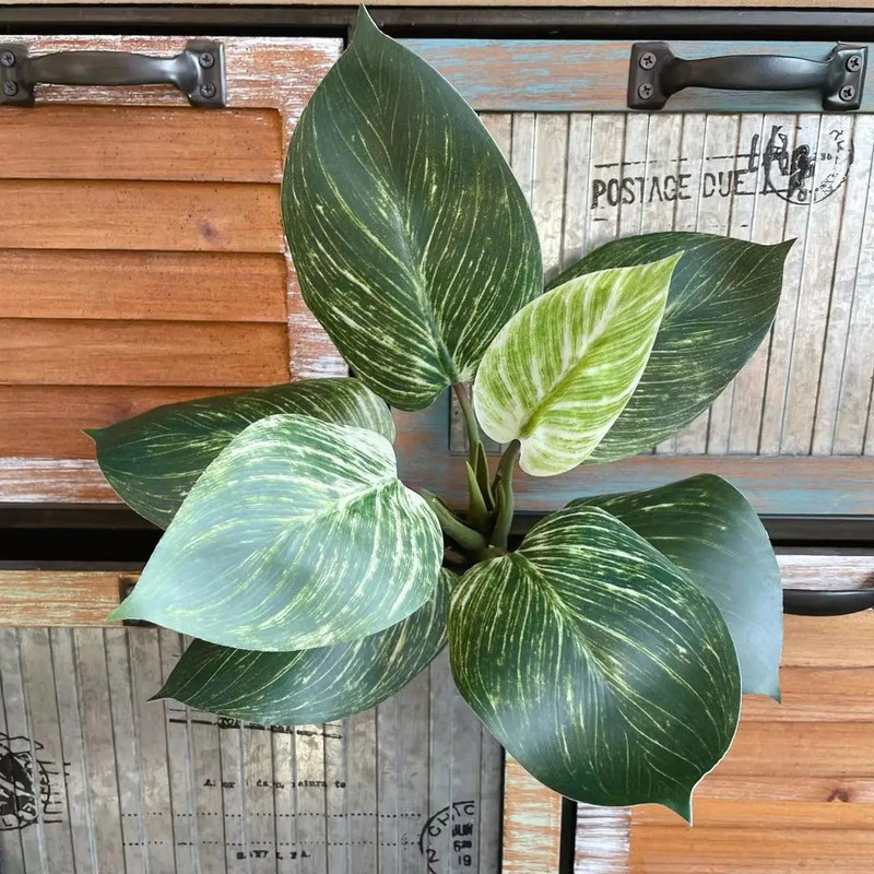 Fake Plants Leaf Apple Evergreen Peacock Leaves Artificial Greenery Home Decor 14