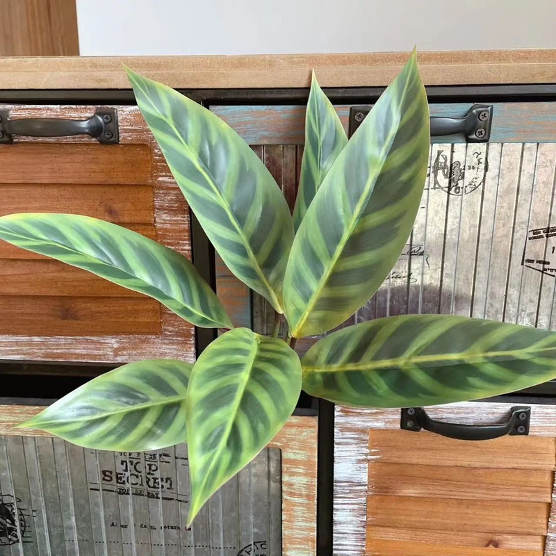 Fake Plants Leaf Apple Evergreen Peacock Leaves Artificial Greenery Home Decor 7