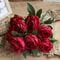 Artificial Silk Rose Bouquet 10 Heads Burgundy Fake Flower Decor 6