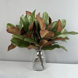 artificial magnolia leaf branches green plant decoration pack 2