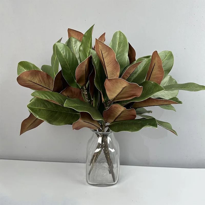 Artificial Magnolia Leaf Branches Green Plant Decoration Pack 2 0