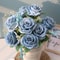 12 Piece Artificial Blue Silk Rose Bouquet Home Garden Wedding Decoration 6