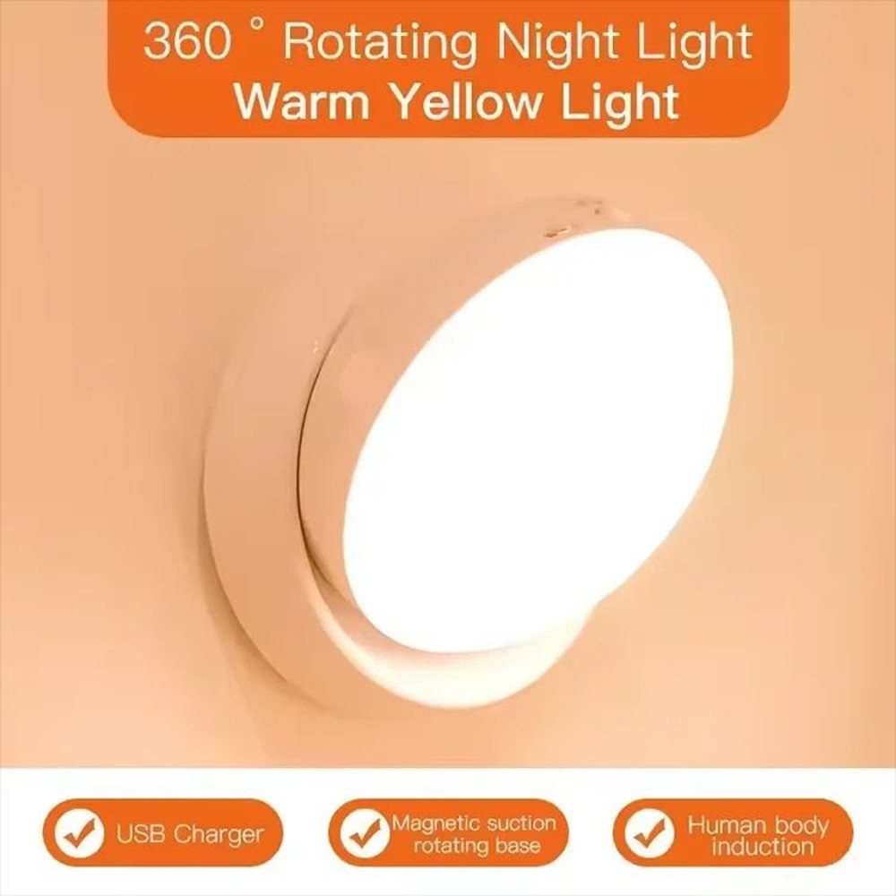 Rechargeable Wireless LED Motion Sensor Night Light 360 Degree Rotating Magnetic Mount 7