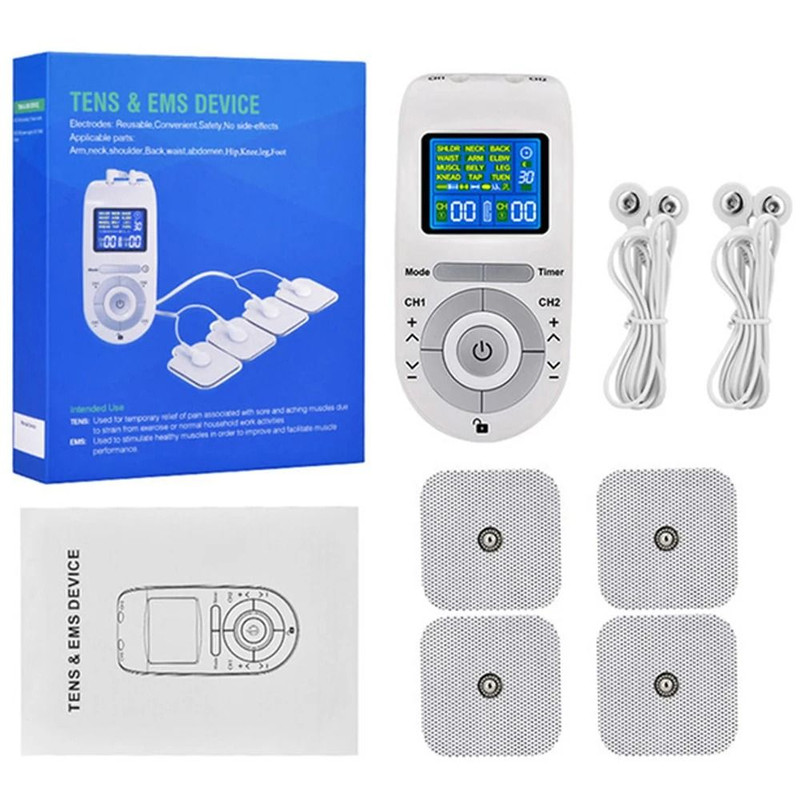 Digital 12 Mode TENS EMS Machine With 4 Electrode Pads Muscle Stimulator 7