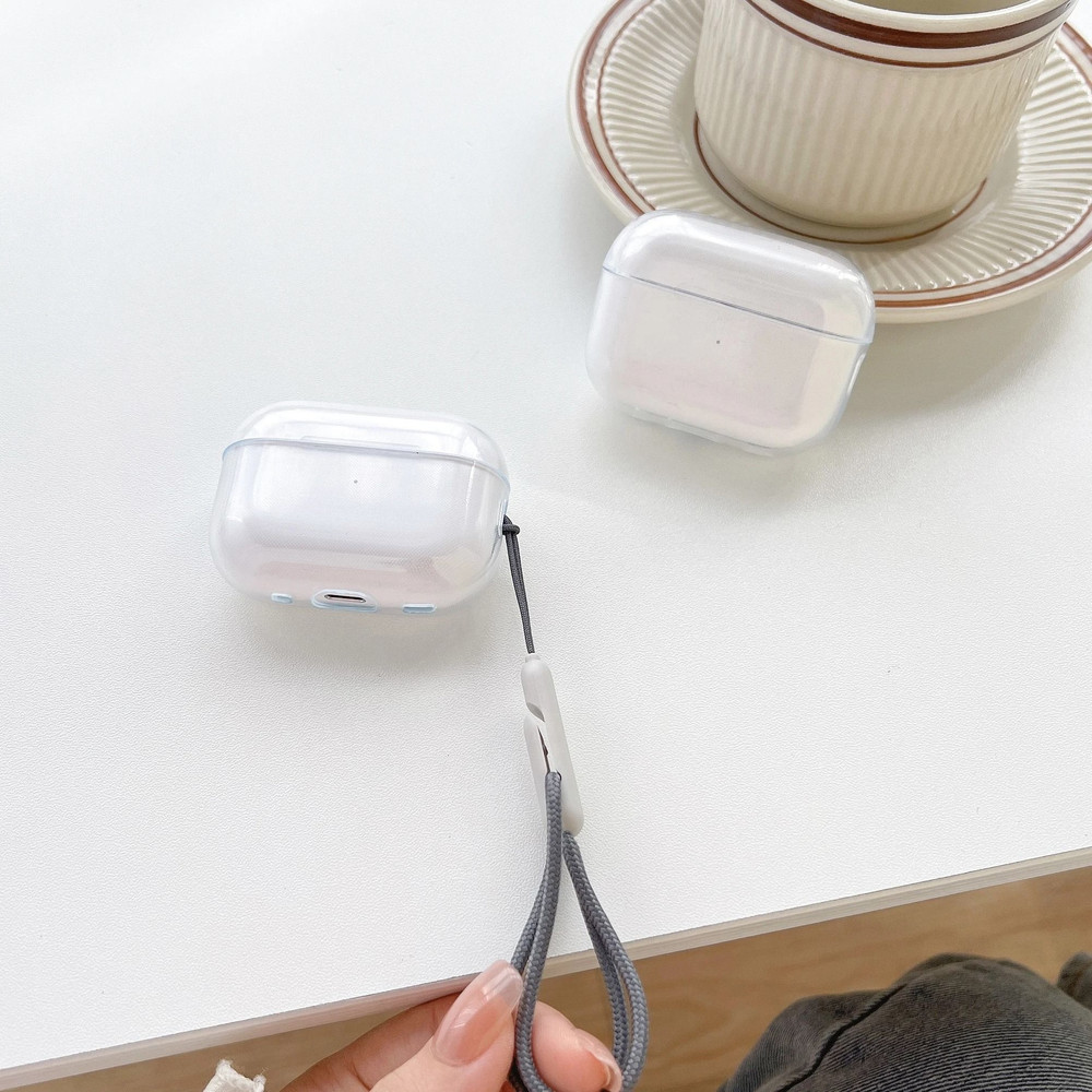 Clear Soft TPU Earphone Case For AirPods 4 3 2 1 Pro And Pro2 With Lanyard Strap 2