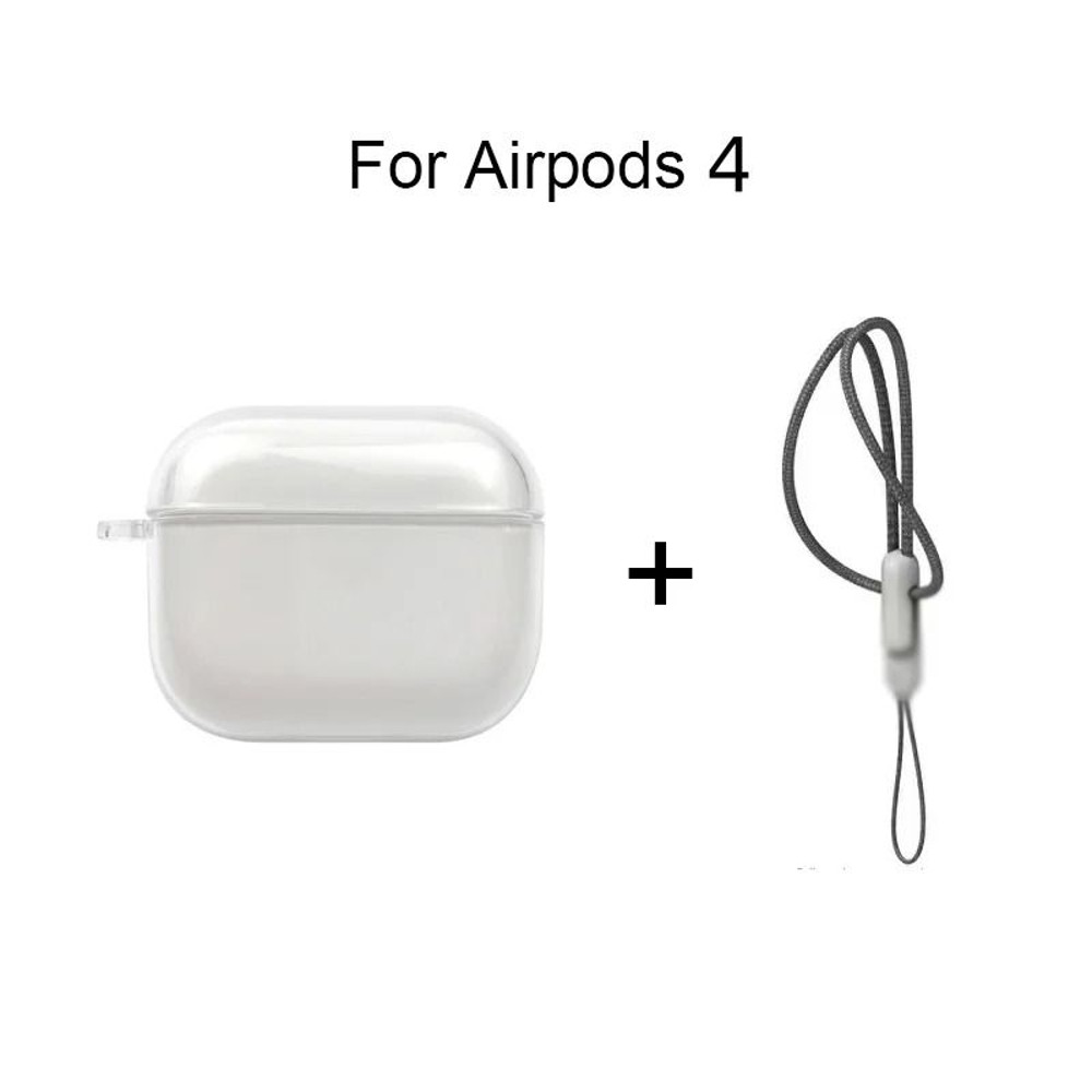 Clear Soft TPU Earphone Case For AirPods 4 3 2 1 Pro And Pro2 With Lanyard Strap 9