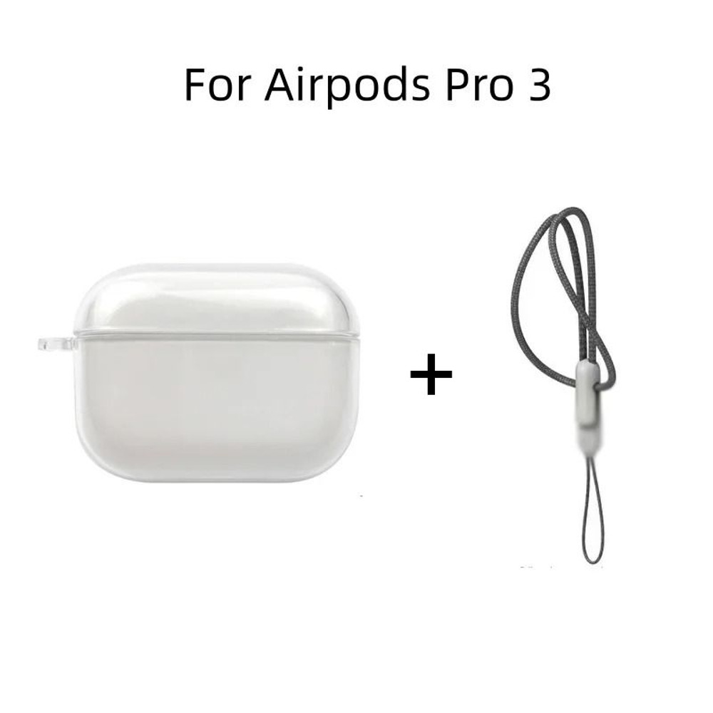 Clear Soft TPU Earphone Case For AirPods 4 3 2 1 Pro And Pro2 With Lanyard Strap 11